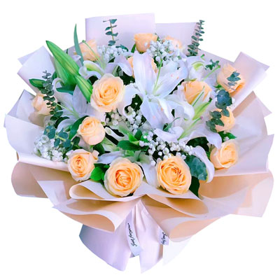 衡水16朵香槟玫瑰2支百合，爱的温暖和幸福