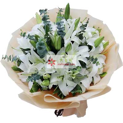 衡水9支白色多头百合，祝福你幸福