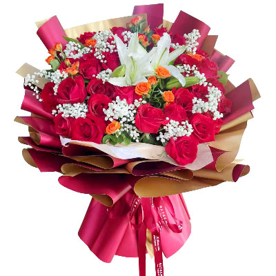 衡水33朵红玫瑰百合，爱如同花般绽放